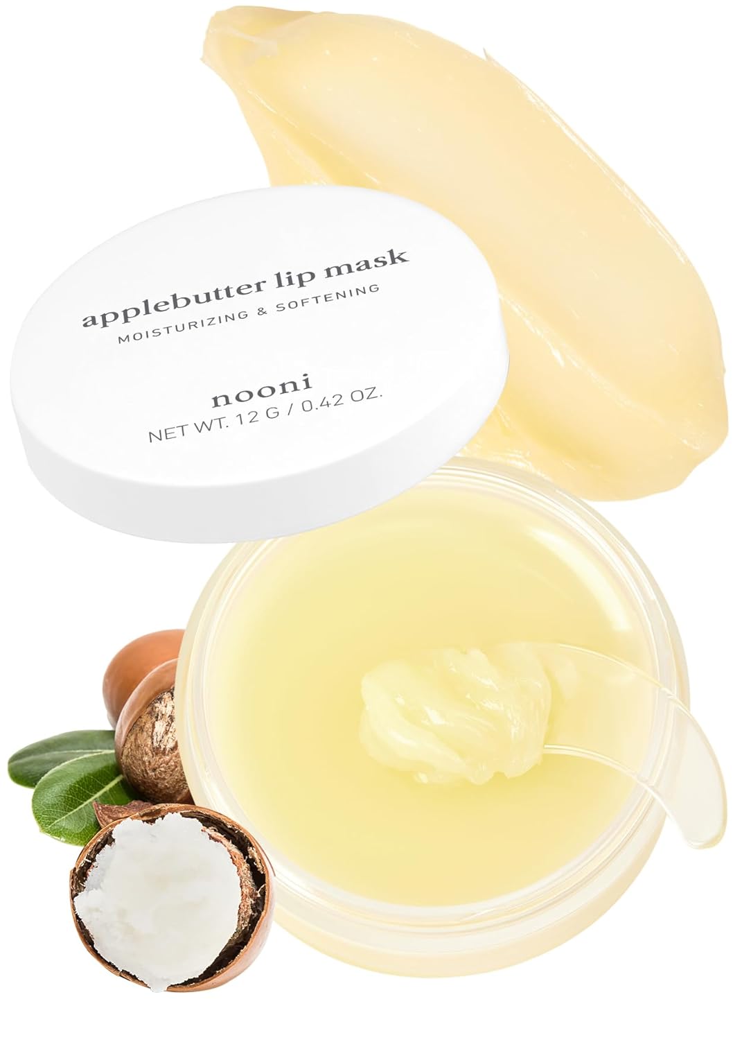 NOONI Vegan Butter Melting Balm - Applebutter Lip Sleeping Mask | Shea Butter, Vitamins, Nourishing Treatment for Dry Lips, Soothing, Overnight Moisturizer, Softening, Hydrating, 0.42 Oz